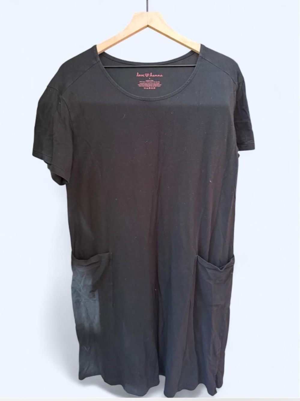 Hanna Andersson Black Short-Sleeve Midi Pocket Dress